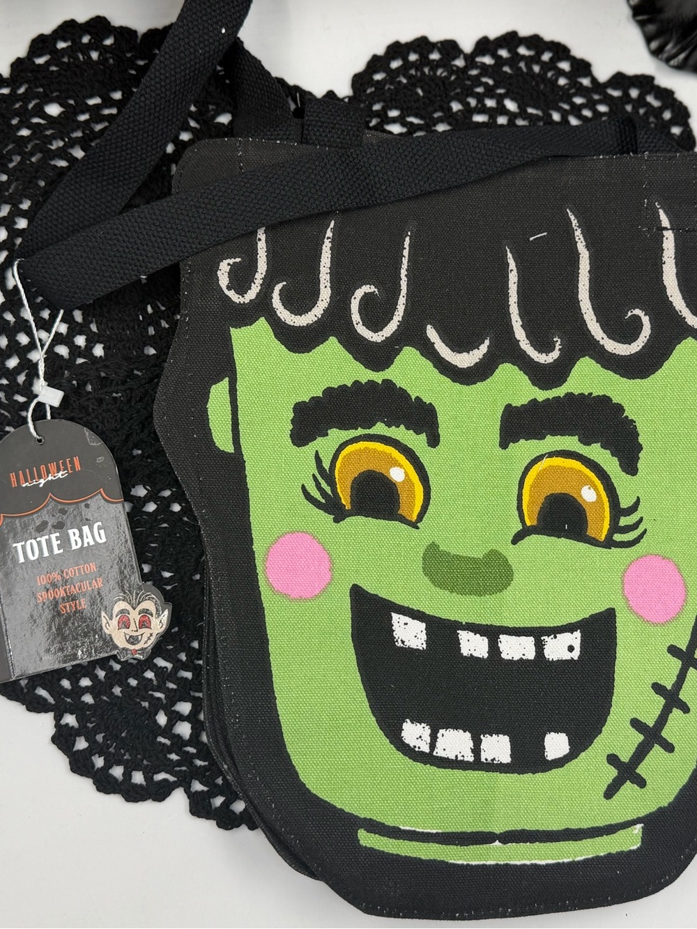 viral htf rustic vintage look frankenstein halloween canvas tote bag